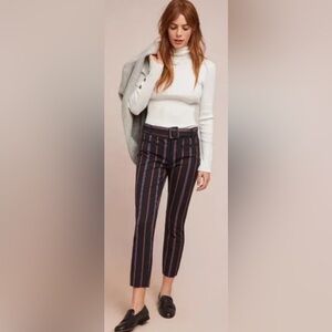 Anthropologie by Anthropologie The Essential Slim Striped Pant Bottoms with Belt